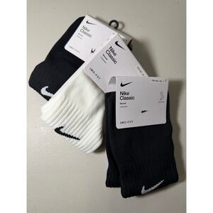Nike Classic Socks 3 Pair Bundle Dri-FIT Cushioned Knee High Black White XS